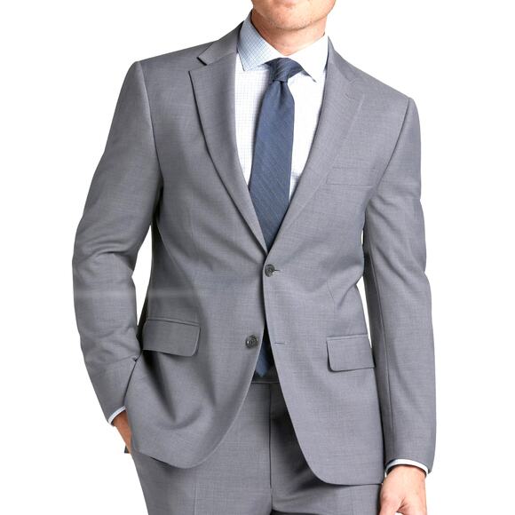TOMMY HILFIGER Men's L48 W43 Gray 2 Piece Suit Jacket Pants Worsted‎ Wool Modern - Picture 1 of 13